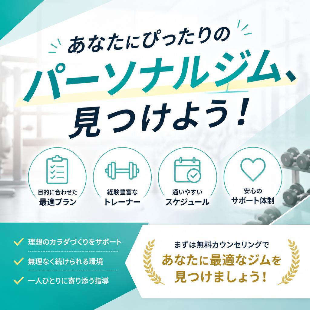 あなたにぴったりのパーソナルジム、見つけよう！