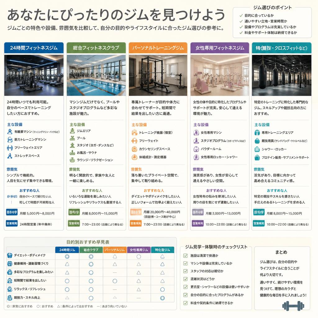 各ジムの特徴をチェック！