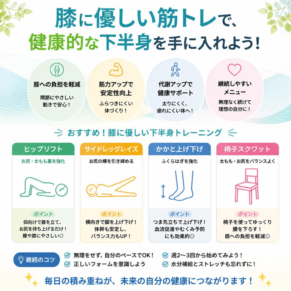 膝に優しい筋トレで、健康的な下半身を手に入れよう！