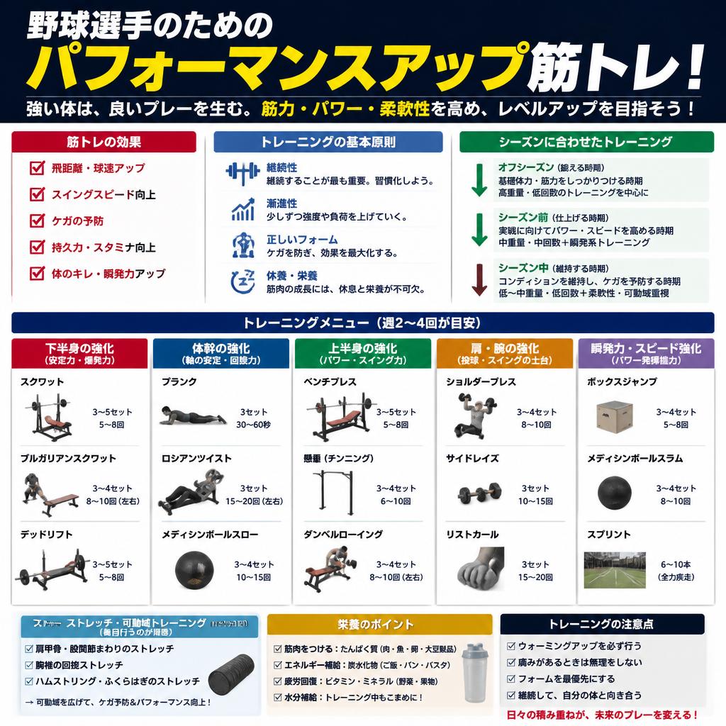 野球選手のためのパフォーマンスアップ筋トレ！